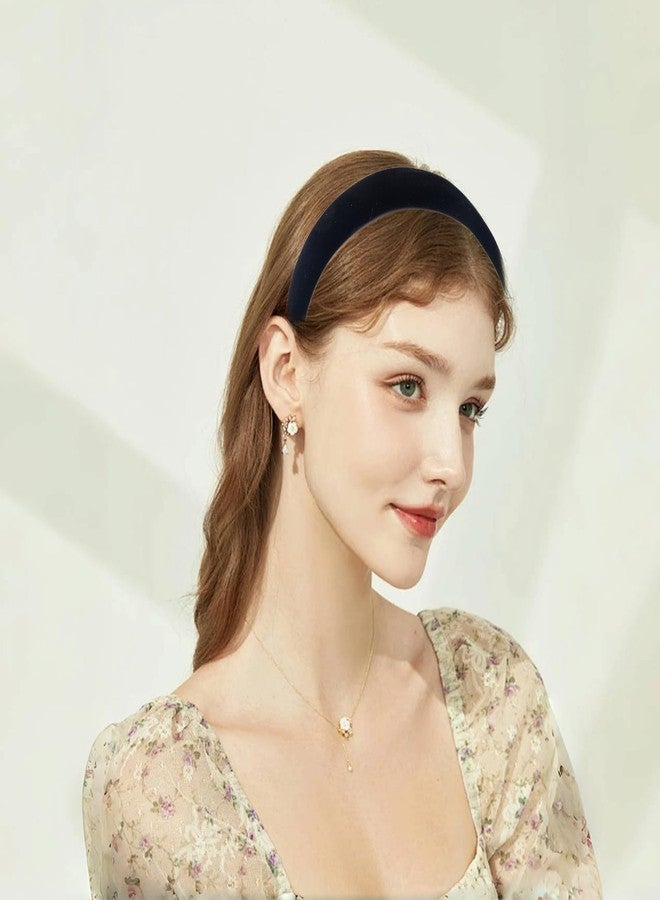 ZLSPTK 4Pcs Velvet Headband for Women Girls Wide Hairbands Pack Non Slip Black Thick Headband Set Adult Padded Hair Band Fashion Soft Headbands for Long Short Thin Curly Hair Accessories Christmas Gifts - Image 5